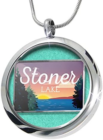NEONBLOND Lake retro design Stoner Lake Aromatherapy Essential Oil Diffuser Necklace Locket Pendant Jewelry Set