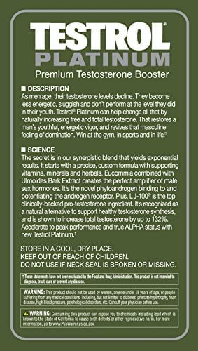 Testrol Platinum, Test Booster for Men by GAT Sport Stamina + Libido + Testosterone Boost, Boron, Vitamin D, Zinc, 60 Tablets