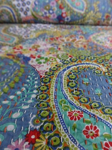 V Vedant Designs Paisley Kantha Quilt (Gray)