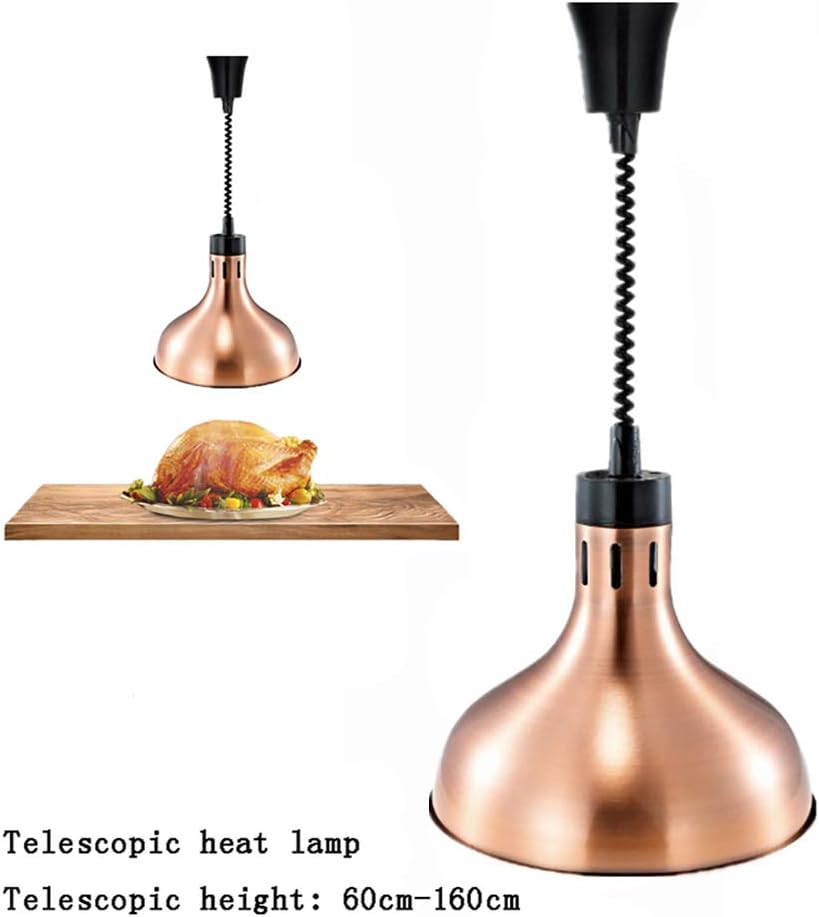 JLNHSDR Telescopic Heating Lamp - Food Warmer Pendant Light - High Power Infrared Bulb - Stretch Length 60-160cm - for Food Heating in Restaurant,RedCopper