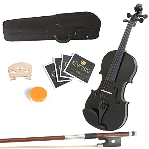 Mendini 15-Inch MA-Black Solid Wood Viola with Case, Bow, Rosin, Bridge and Strings