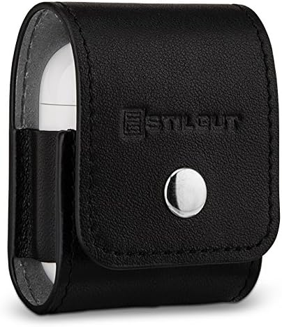 StilGut Case Made of Leather Compatible with Apple AirPods, Black Nappa