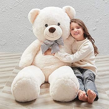 MaoGoLan MorisMos 47 inch Big Cute Plush Teddy Bear Huge Plush Animals Teddy Bear for Girl Children Girlfriend Valentine's Day White 1.2M
