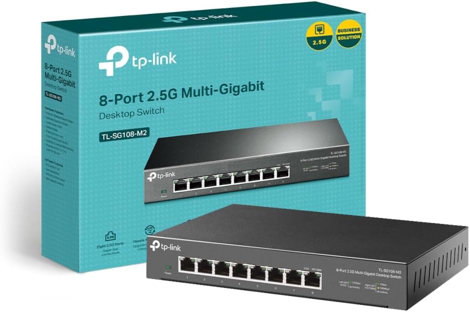 TP-Link TL-SG108-M2 8-Port 2.5Gbps Desktop Switch Plug & Play Silent
