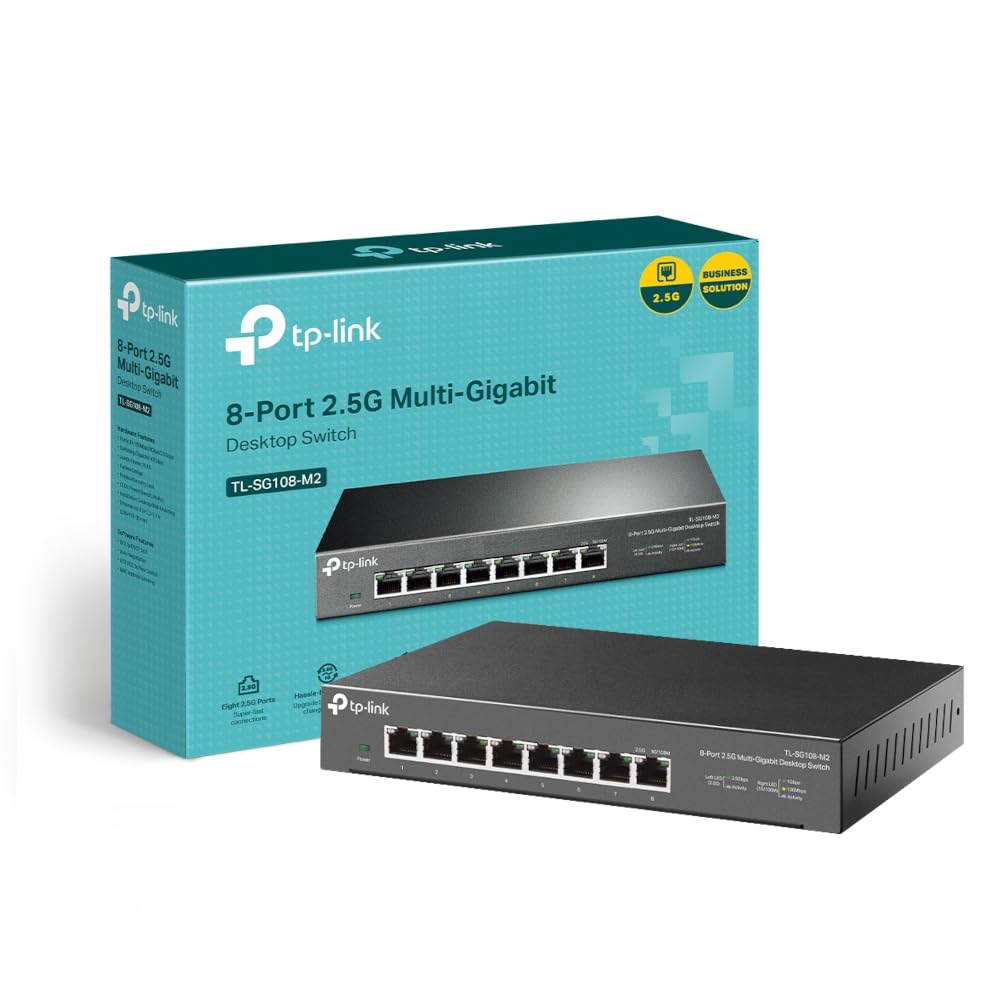 Tp-Link Tl-Sg108-M2 8 Port Gigabit Network Switch, 8X 2.5G Ethernet Switch, Metal Case, Power Saving, Plug &Amp; Play, Ethernet Splitter, Silent Operation, Desktop Or Wall Mount