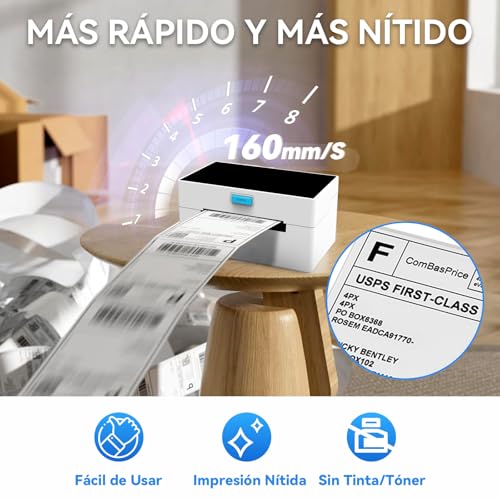 WELIKERA Impresora Térmica Inalámbrica Bluetooth 4x6 para Etiquetas Adhesivas, Compatible con iPhone, Android, Windows y macOS - Ideal para Negocios, Envíos y Oficina
