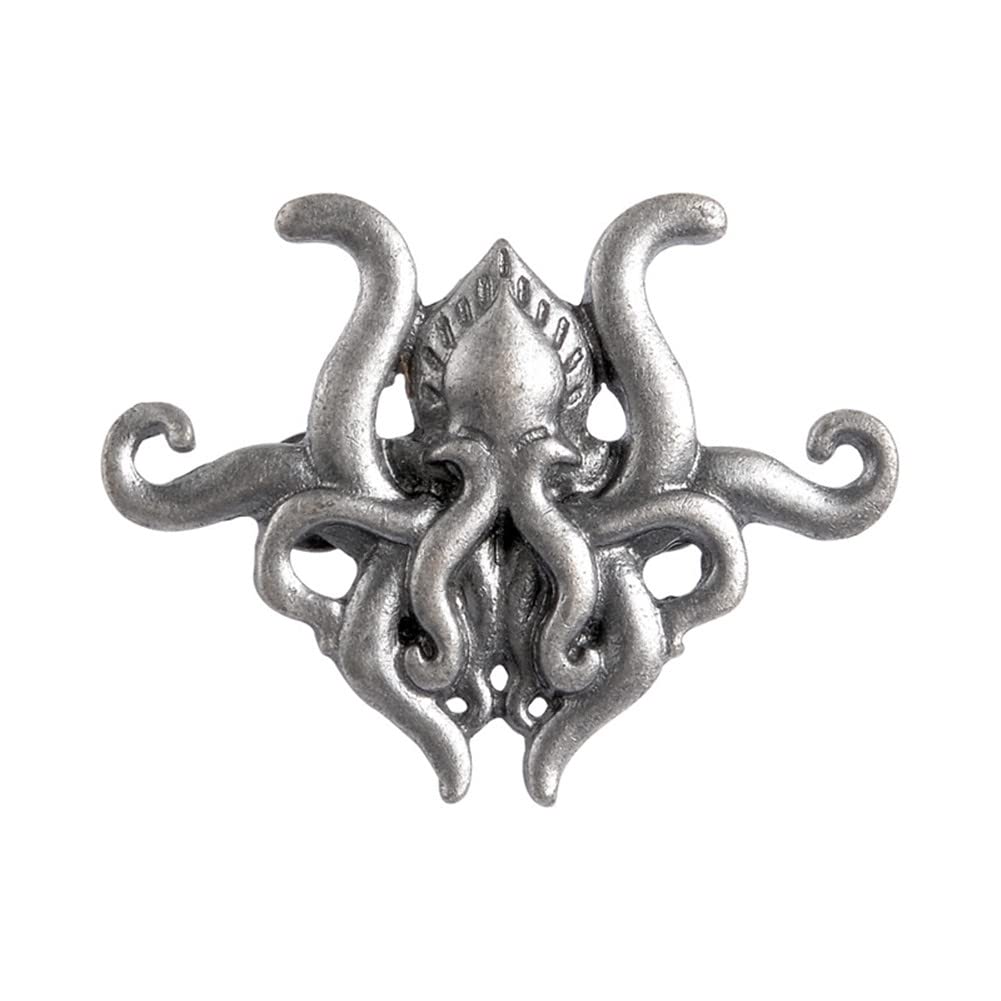 Silver Octopus Brooch Cthulhu H.P. Lovecraft Mythos Lapel Pin Badge Goth Horror Brooch Metal Handmade Unique Fish Backpack Hat Pin For Men DIY Accessories