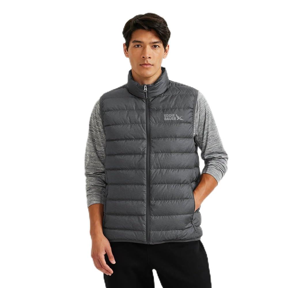Eddie Bauer Men’s Cirruslite Down Vest, Dk Smoke Htr Recycled, Small