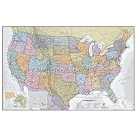 Maps International Classic USA Wall Map - Map of The USA Poster - Front Lamination - 34 x 22