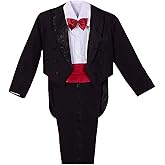 Dressy Daisy Boys Tuxedo Suit 5 Pieces Set Formal Wear Wedding Outfit with Cummerbund, Black/White 001