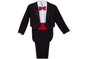 Lito Angels Boys' Classic Tuxedo with Tail Formal Suits Wedding Outfit 5 Piece Set 001 011