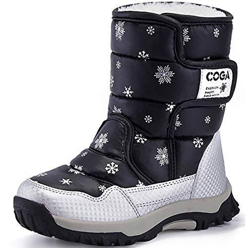 SAGUARO® Kids Snow Boots Boys Girls Winter Fur Lined Boots Waterproof Outdoor Hiking Warm Shoes