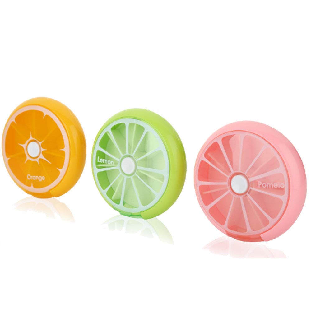 Cestlafit Portable Rotating 7 Day Weekly Pill Dispenser Organizer, Travel Medicine Tablet Organizer, PP Material, Pack of 3