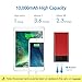 PISEN Portable Charger 10000mAh LED Display Ultra Portable iPhone Charger High Capacity External Battery Charger for iPhone,iPad,Samsung,Nexus and More (Red)