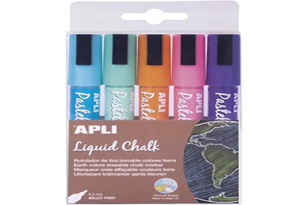 Apli Paper Ref. 14735 Liquid Chalk Round Tip 5 Earth Colours
