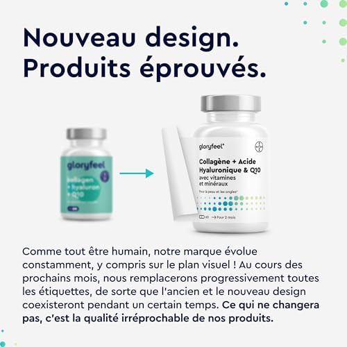 Collagene Marin + Acide Hyaluronique & Q10, Enrichi en Zinc, Magnésium, Vitamines B12, D3, A & C, 60 Capsules, Complexe Collagène Premium pour la Peau, les Cheveux & les Articulations*, Sans Additifs