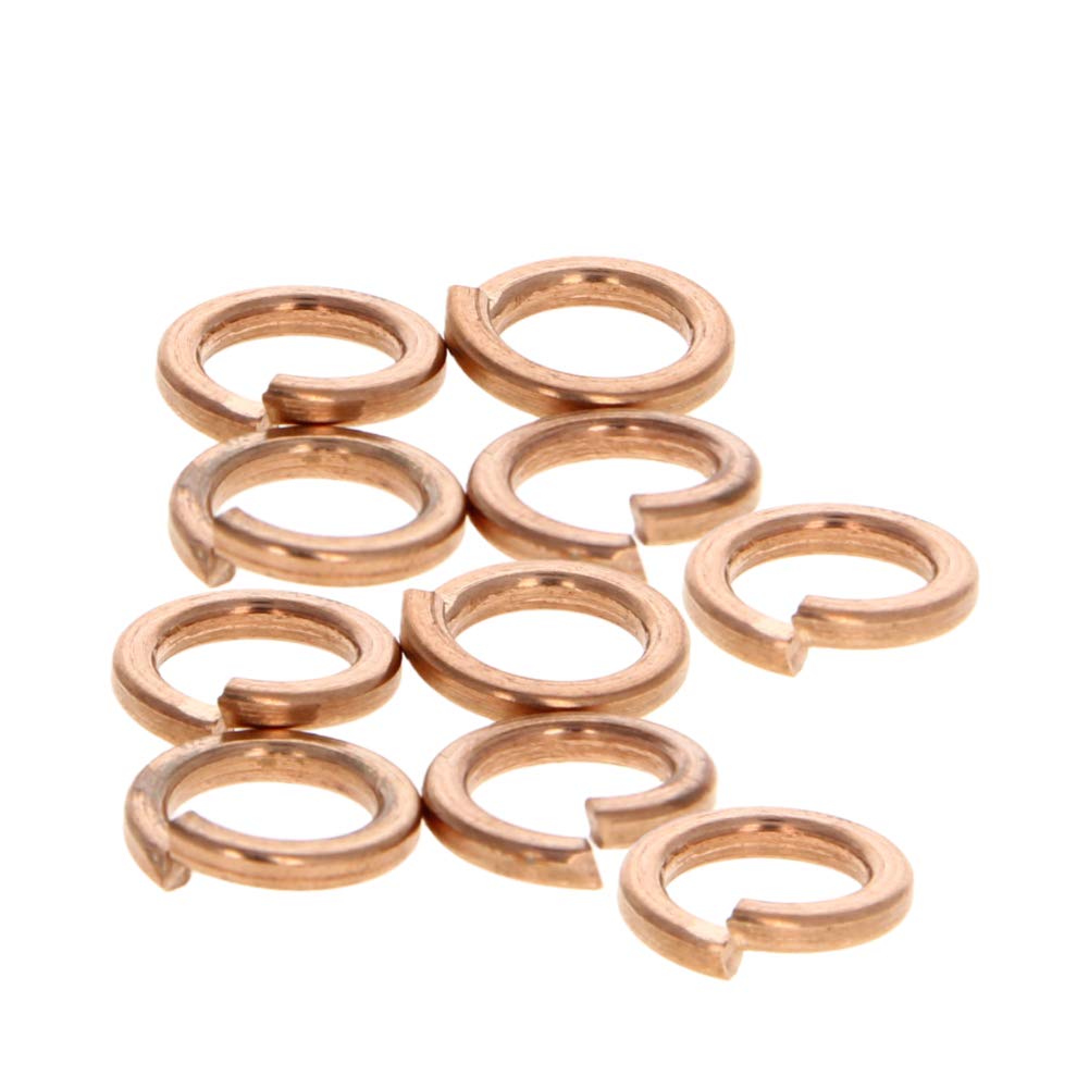 MroMax 10PCS Copper Flat M8 Round Ring 8mm ID Washer Oil Brake Line Seal for Instruments Pumps Bronze Tone