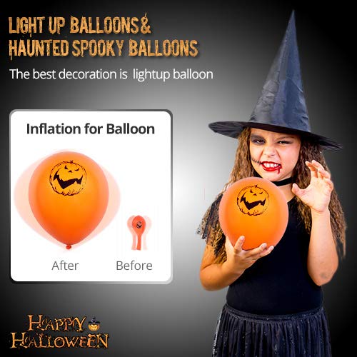 image for TOKKY Halloween LED Balloons - 30pcs Light Up Balloons Halloween Ghost