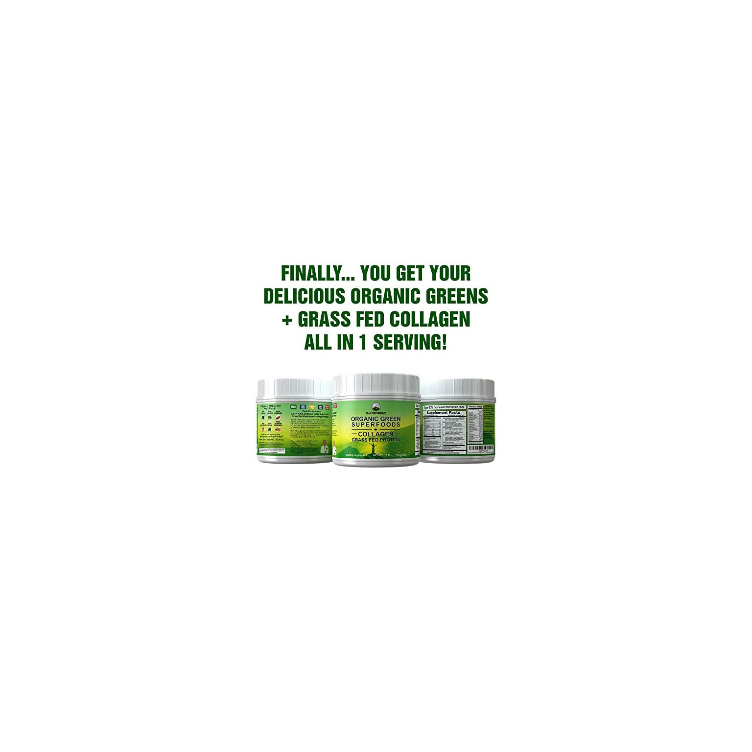 Greens Superfood + Grass Fed Collagen Peptides Powder Ultimate Blend