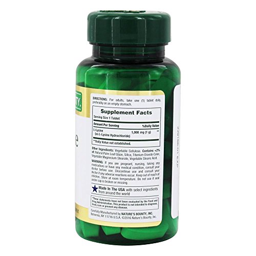 NATURE’S BOUNTY L-LYSINE, 1000MG, 60 TABLETS