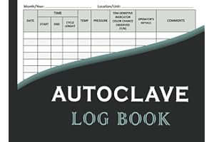 Autoclave log book: Sterilization operator log sheet | Ultrasonic Cleaners Tests Log Book | Sterilization Record Book | 8.25"
