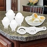 Eggies Plastic Egg Cooker Set of 4 with 2 Separators - Boil Eggs Without Shells.