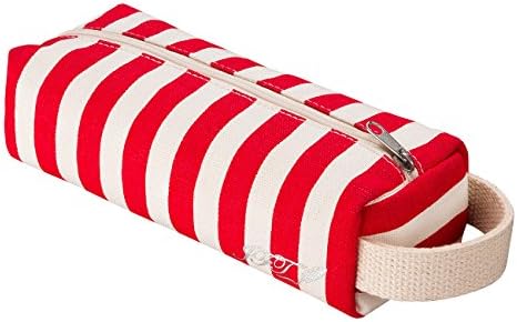 JFT Pencil Case with Hanging - Red and White Stripe 20 by 8 by 5 Centimeter