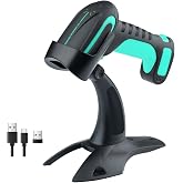 Tera Barcode Scanner Wireless with Stand: Industrial Drop-resistant Blue | IP66, BT 2.4G USB, 640*480 CMOS Global, 1D 2D QR Reader, 650 Scans/Sec, 2500mAh, Warehouse Logistics Retail Library School