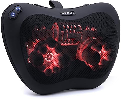 Hromec Shiatsu Massage Pillow, Neck Back Massager with Heat and 16 Deep Kneading Massaging Rollers for Car, Home, Office