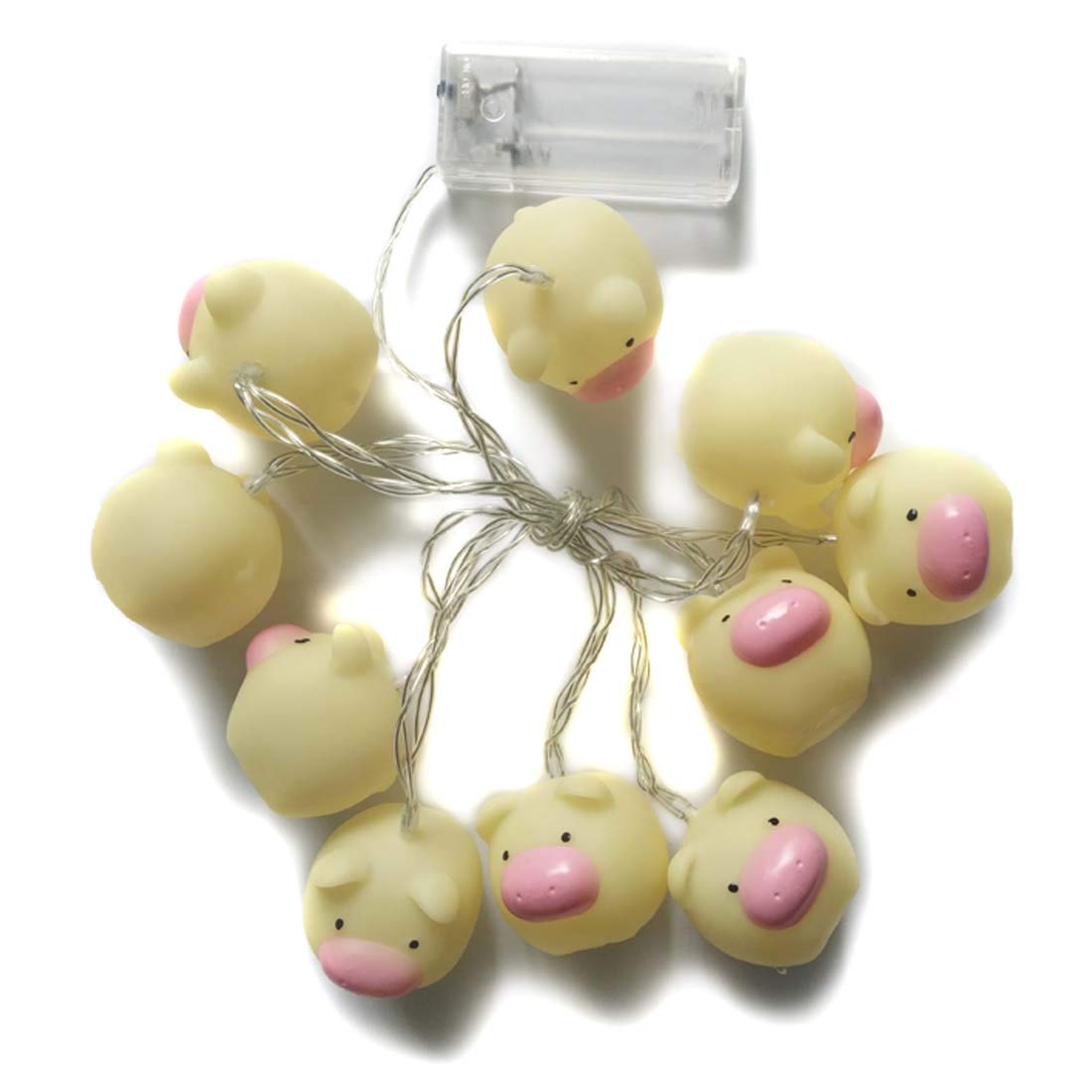 Penfly 1.65m 10LEDs Decorative Yellow Pig Fairy Night Mood Light Romantic Lamp for Home Indoor Bedroom Babyroom Children Wedding Party Festival Décor Warm White Light Color