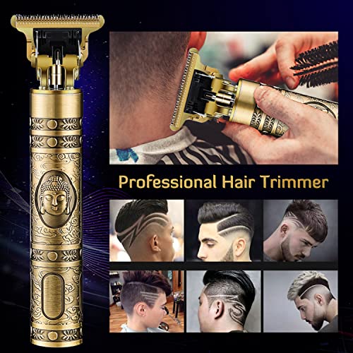 Hair Clippers for Men, Cordless Rechargeable Hair Trimmer Professional Hair Trimmer T Blade Trimmer Zero Gapped Trimmer, Electric Beard Trimmer Shaver Hair Cutting Kit for Men (Gold)