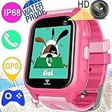 REAL GPS Tracker Smart watch Phone for Kids Boys Girls Waterproof IP68 Accurate Location Phone Smartwatch Game Wrist Watch SOS Pedometer Camera Flashlight Anti-lost Holiday Birthday Gift Learning Toy