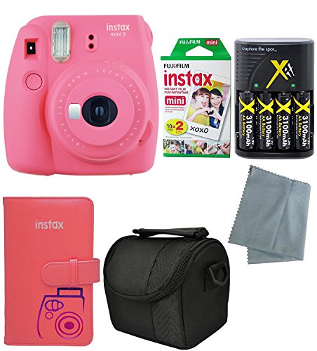 Fujifilm Instax Mini 9 Instant Camera (Mini 9, 2017 Release) - 6 Pack Accessory camera bundle – 20 Instax film - Camera/video case – instax leather album - And much more(1 year warranty)