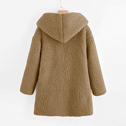 XOWRTE Women's Coat with Pocket Curved Hem Plush Hoodie Cardigan Fashion Outwear