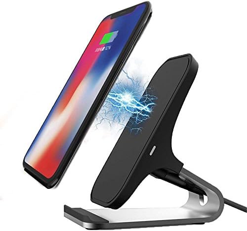 Fast Wireless Charger Stand STOGA 10W Fast Wireless Charging Pad Certified Qi Wireless Charger for iPhone 8/8 Plus iPhone X Samsung Galaxy S9/S9 Plus/Note 8/S8/S8 Plus/S7/S7 Edge(NO Adapter)-Silver
