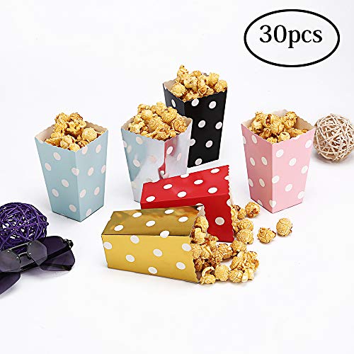CLAIREBOX Popcorn Boxes Food Grade Multicolor Polka Dot Design for Movie Party, Theater Night, Festivals, Wedding Favors
