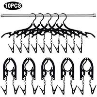 muyan 10PCS Travel Hangers, Ultra-Light Portable Folding Clothes Rack, can Help You Save Space in The Home and Travel use, Non-Slip Design is Convenient for Drying Various Clothes. (newblack)