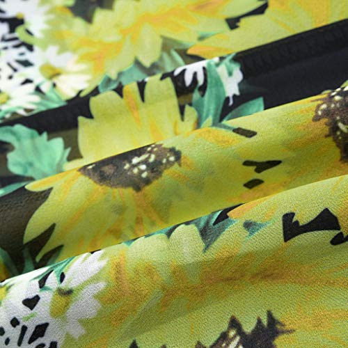 Women's Floral Print Sheer Chiffon Loose Kimono Cardigan Capes Black