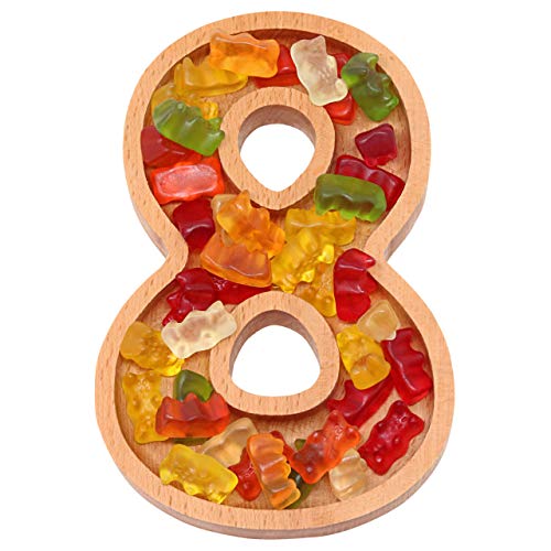 Wooden Number 8 Candy Dish, Monogram Nut Bowl, Snack, Cookie, Cracker Serving Plate, Decorative Display, Home Accessory, Unique Gift Idea, for Date, Baby Shower, Birthday Party, Small Size