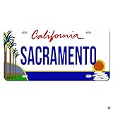 MsMr License Plate Cover California Sacramento Palm Tree Metal License Plate Cover Decorative Car License Plate Auto Tag Sign 6x12 Inch