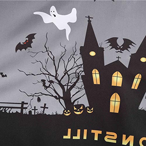 HIRIRI Halloween Dresses Womens Long Sleeve Cocktail Swing Dress Vintage Pumpkin Printed Cosplay Party Costume Gray - Thumbnail 5