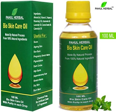Pahul Herbal Bio Skin Care Oil for Pregnancy stretch marks, Scars, Aging Skin, Dark spots Made from 100% Natural Ingredients- 100 ml. Batch No. PHBS00011, MFG Date: Dec 2018 (mentioned on product bottle)