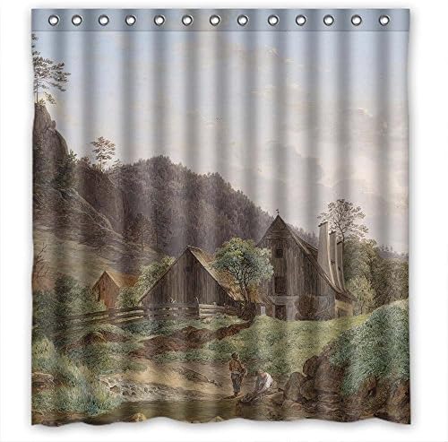 Home Fashion Healthy Beautiful Scenery Landscape Painting Shower Curtain, Width X Height / 72 X 72 Inches / W H 180 By 180 Cm, Polyester, Best For Wife