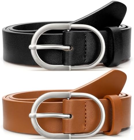 UnFader Pack 2 Women Belts for Jeans with Fashion Double O-Ring