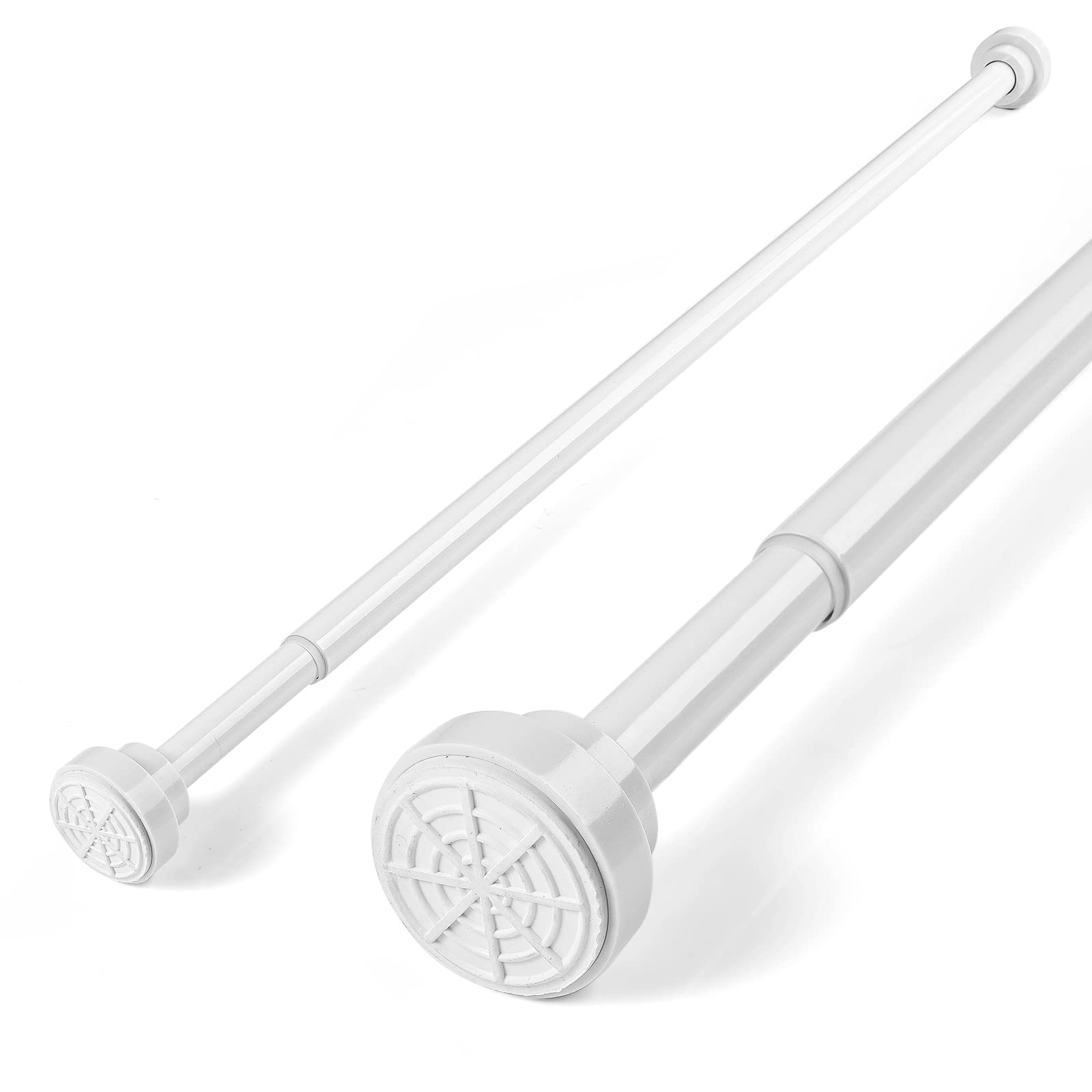 Stainless Steel Extendable Shower Curtain Pole 105-175cm Tension Rods for Curtains Telescopic Curtain Poles No Drilling Adjustable Shower Curtain Rail for Kitchen Closet Bathroom Window, White