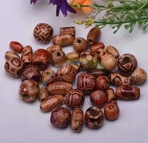 SUNXIN 100 Pieces Wooden Beads Ball Beads Spacer Beads Jewellery DIY Crafts, Mixed Size