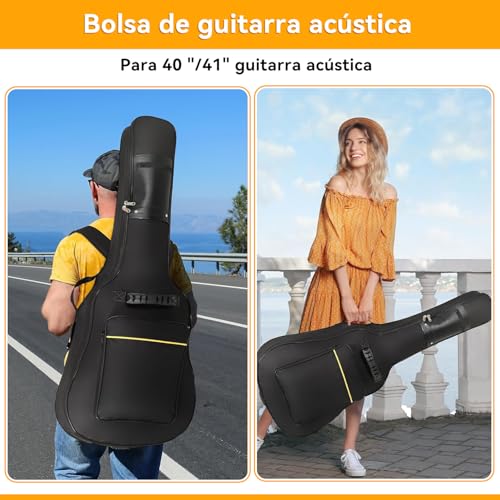 Bolsa de Guitarra de 39-41 pulgadas,Funda Guitarra Acustica de Espesar,Bolsa de Guitarra Impermeable con Doble Correa de Ajustable,Funda guitarra eléctrica,para Guitarra Clásica, Ukulele