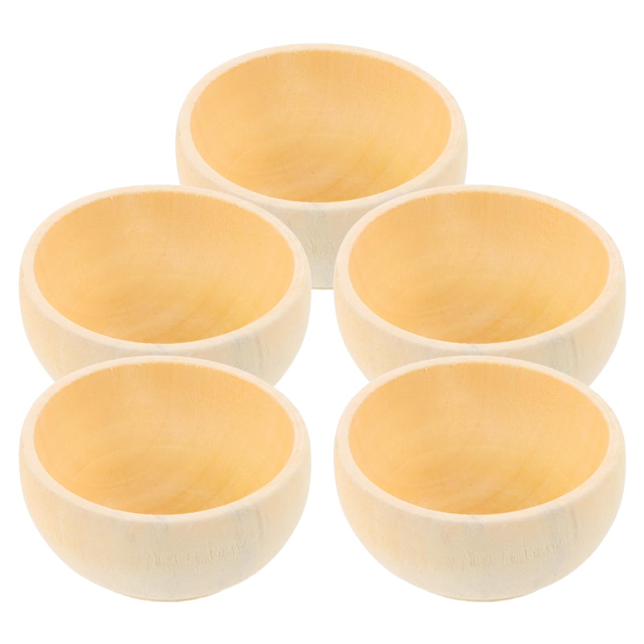 Kisangel Unfinished Wooden Craft Bowls 5.5 Inch 5 Pack Kids DIY Painting Bowls for Art Projects and Home Decoration