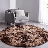 FJZFING Tie-Dyed Coffee Round Rug Ultra-Soft Plush