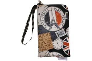 Tainada Women Universal Phone Wristlet Wallet Pouch, Dual Slots Zipper Purse Carry Case Bag for iPhone 15/14, 15/14 Pro Max, 15 Plus; Samsung S24+, S23 FE, A25, A54, Z Fold5 (European Theme)